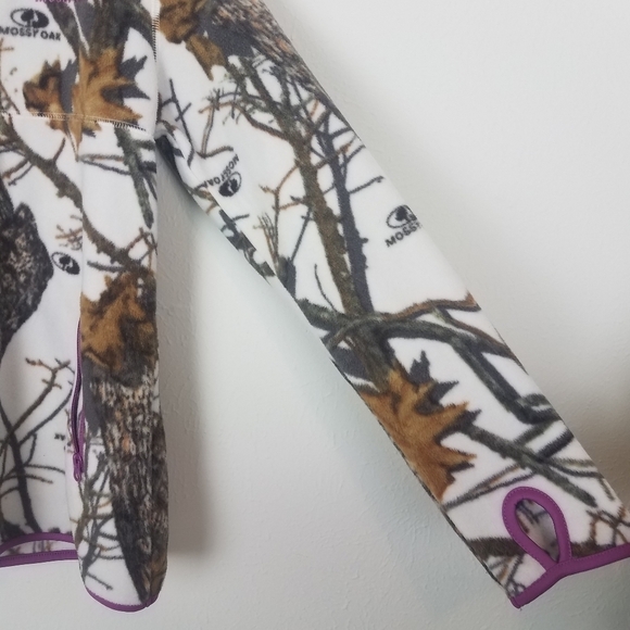 Mossy Oak‎ Size S Camouflauge Pink Trim Womens S Fleece 1/4 Zip Fleece Pullover - Picture 3 of 9